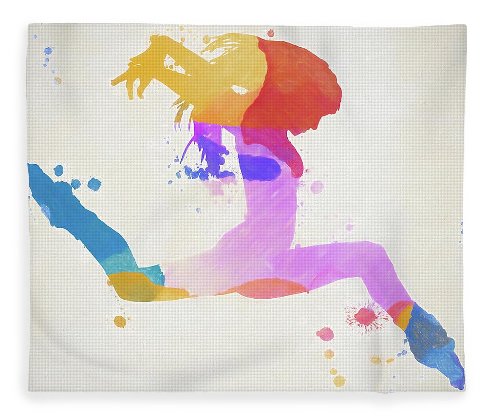 Woman Dancing In Color Fleece Blanket featuring the painting Woman Dancing In Color by Dan Sproul