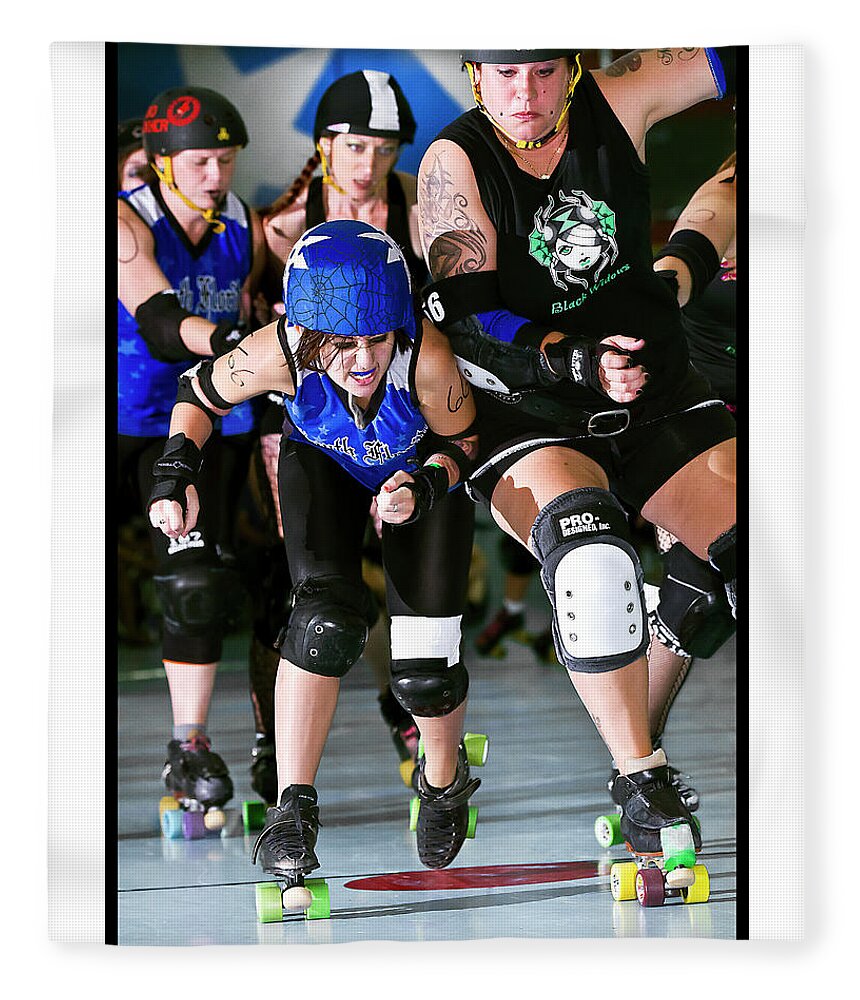 Roller Derby Fleece Blanket featuring the photograph Women Who Fly #11 by Christopher W Weeks