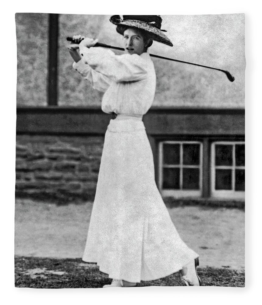 1 Person Fleece Blanket featuring the photograph Women's Golf Champion by Underwood Archives