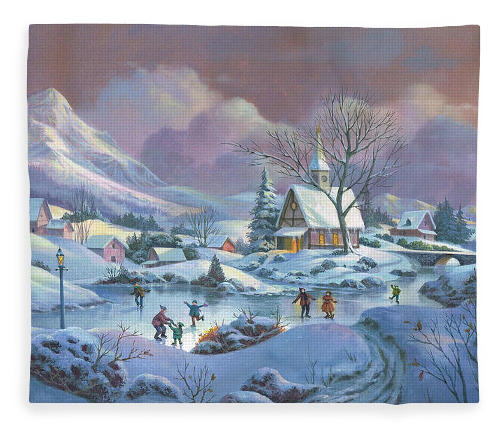 Winter Fleece Blanket featuring the painting Wonderland by Michael Humphries