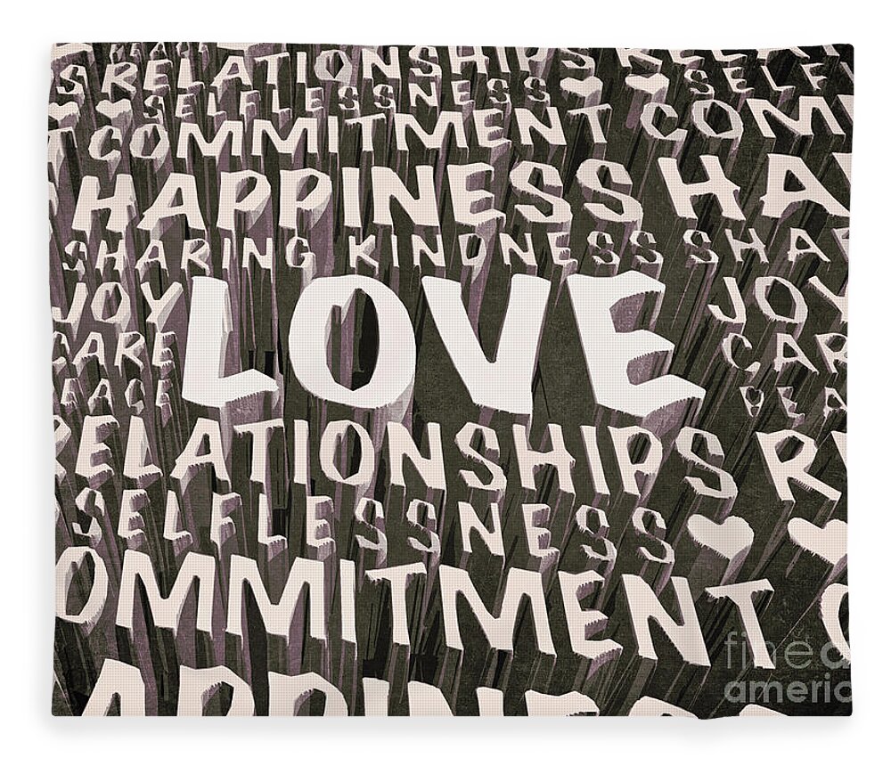 Love Fleece Blanket featuring the digital art Words of Love by Phil Perkins