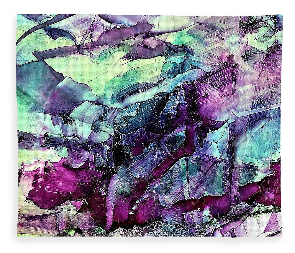 Soft Fleece Blanket featuring the painting World Traveler by Angela Marinari