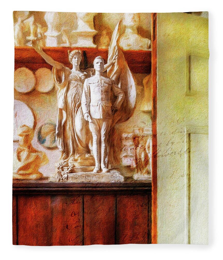 Berkshires Fleece Blanket featuring the photograph WWI Statues from Daniel French Studio by Craig J Satterlee