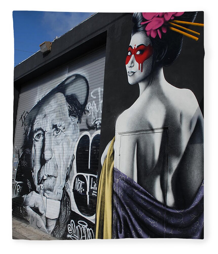 Graffiti Fleece Blanket featuring the photograph Wynwood District - Street Art, Miami, Florida by Earth And Spirit
