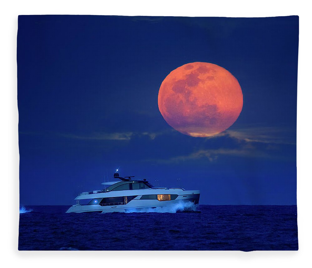 Moon Fleece Blanket featuring the photograph Yacht Life by Mark Andrew Thomas