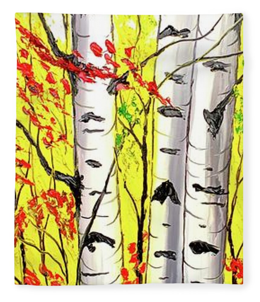  Fleece Blanket featuring the painting Yellow Autumn by James Dunbar