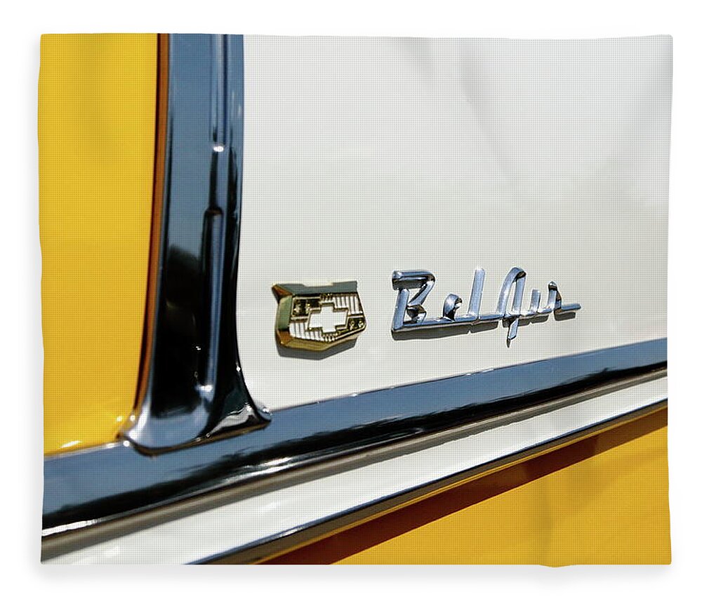 Chevy Bel Air Fleece Blanket featuring the photograph Yellow Bel by Lens Art Photography By Larry Trager