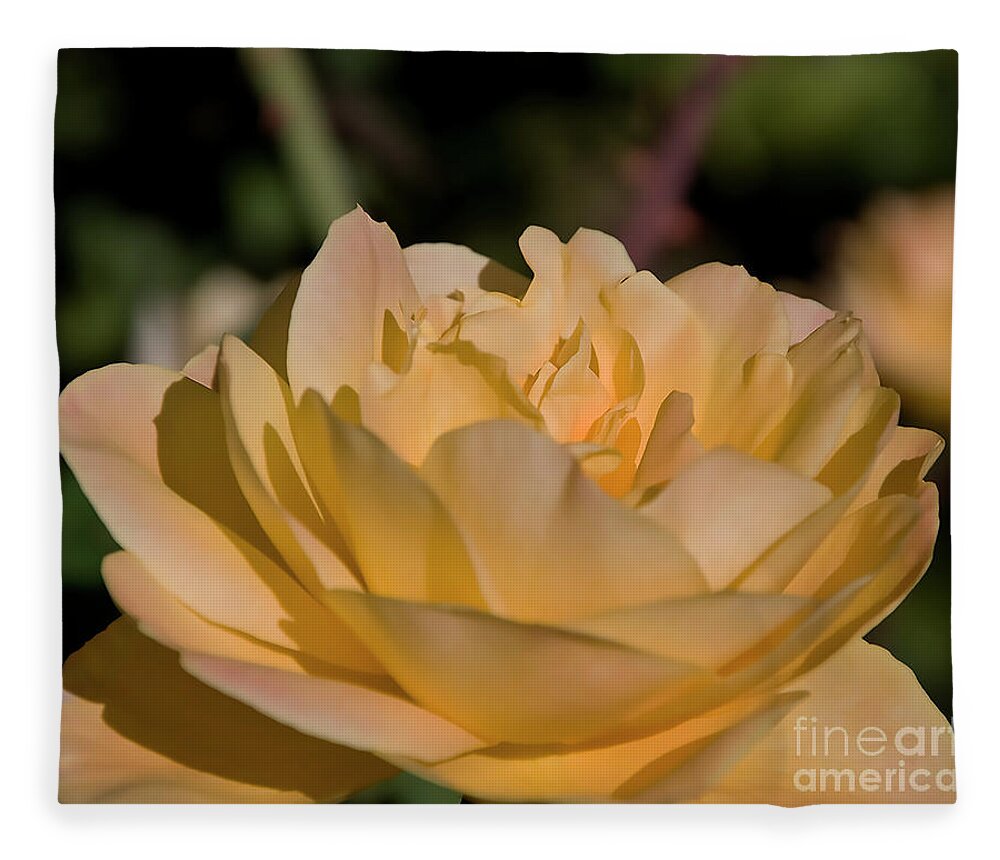 Rose Fleece Blanket featuring the digital art Yellow Rose by Kirt Tisdale
