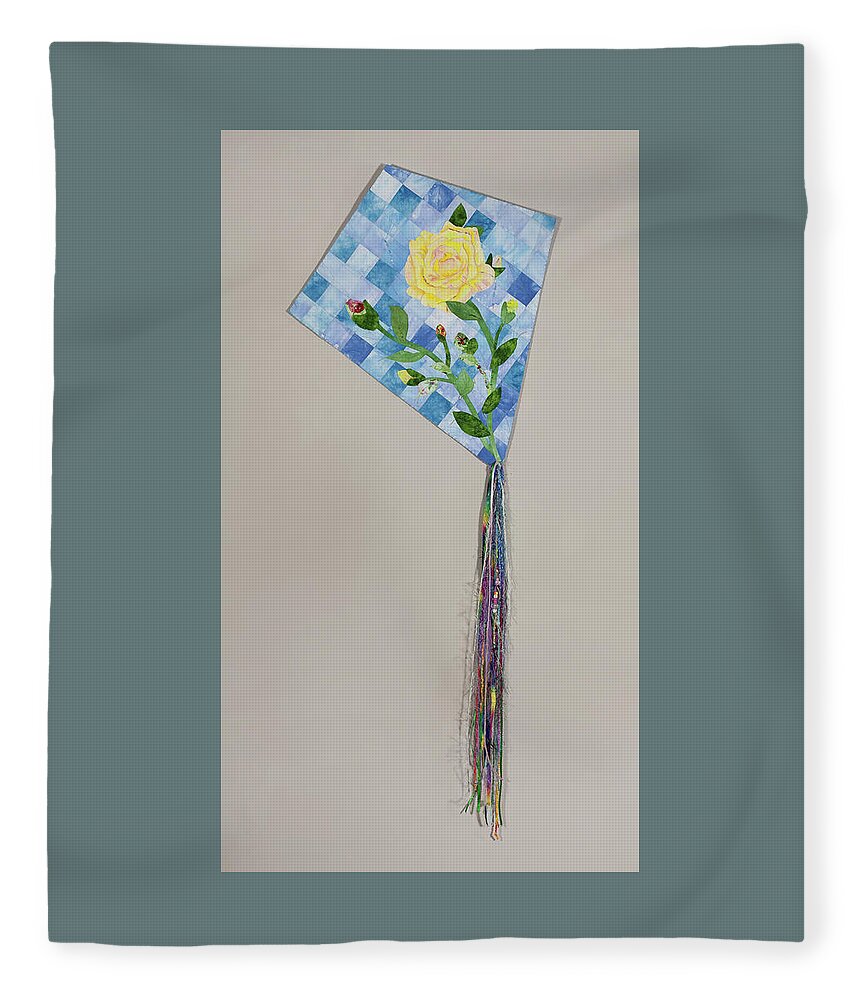 Yellow Rose Of Texas Fleece Blanket featuring the mixed media Yellow Rose of Texas by Vivian Aumond