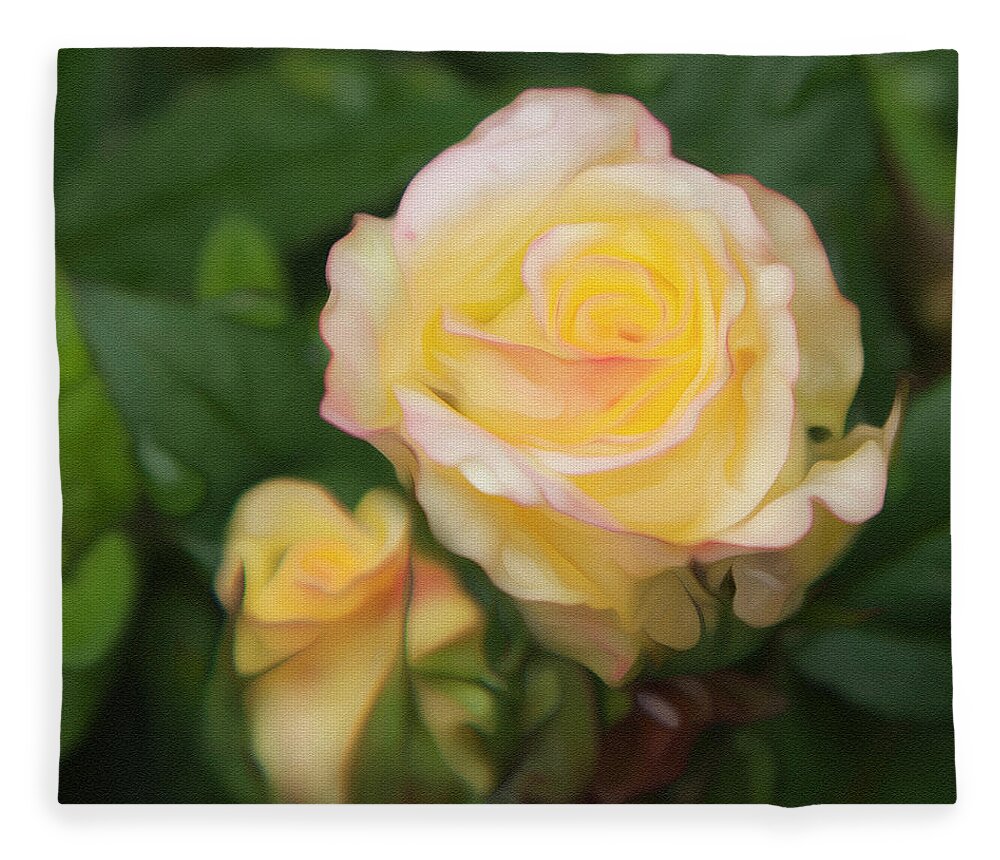 Yellow Rose Fleece Blanket featuring the photograph Yellow Rose by Theresa Tahara