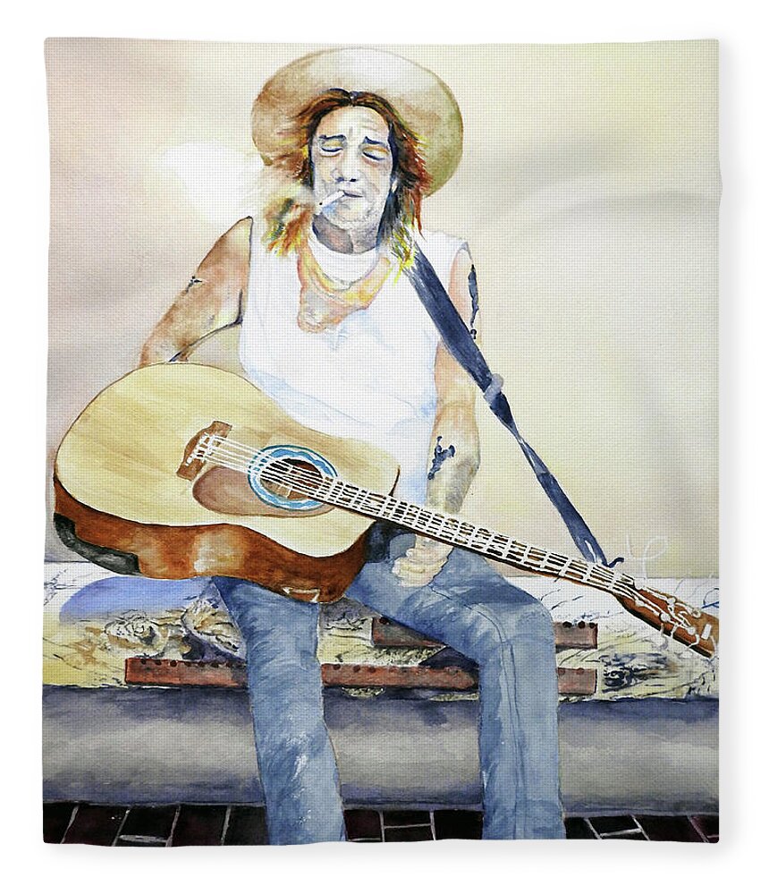 Musician Fleece Blanket featuring the painting Yesterday by Barbara F Johnson