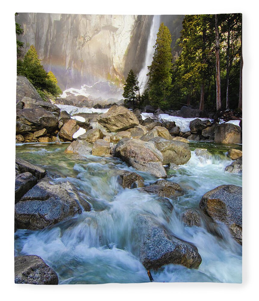 Yosemite Fleece Blanket featuring the photograph Yosemite Lower Falls by Norma Brandsberg