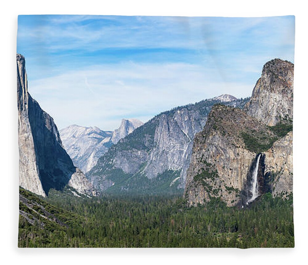 Bridalveil Falls Fleece Blanket featuring the photograph Yosemite Panorama by Kevin Suttlehan