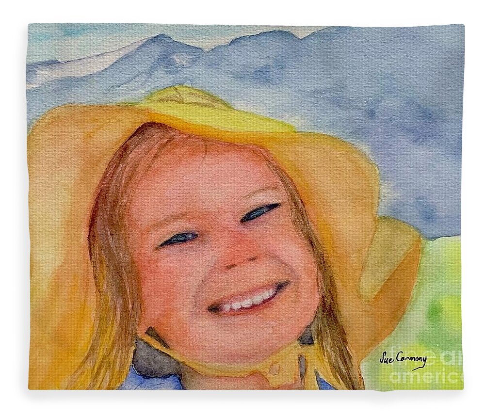 Girl Fleece Blanket featuring the painting You Are My Sunshine by Sue Carmony