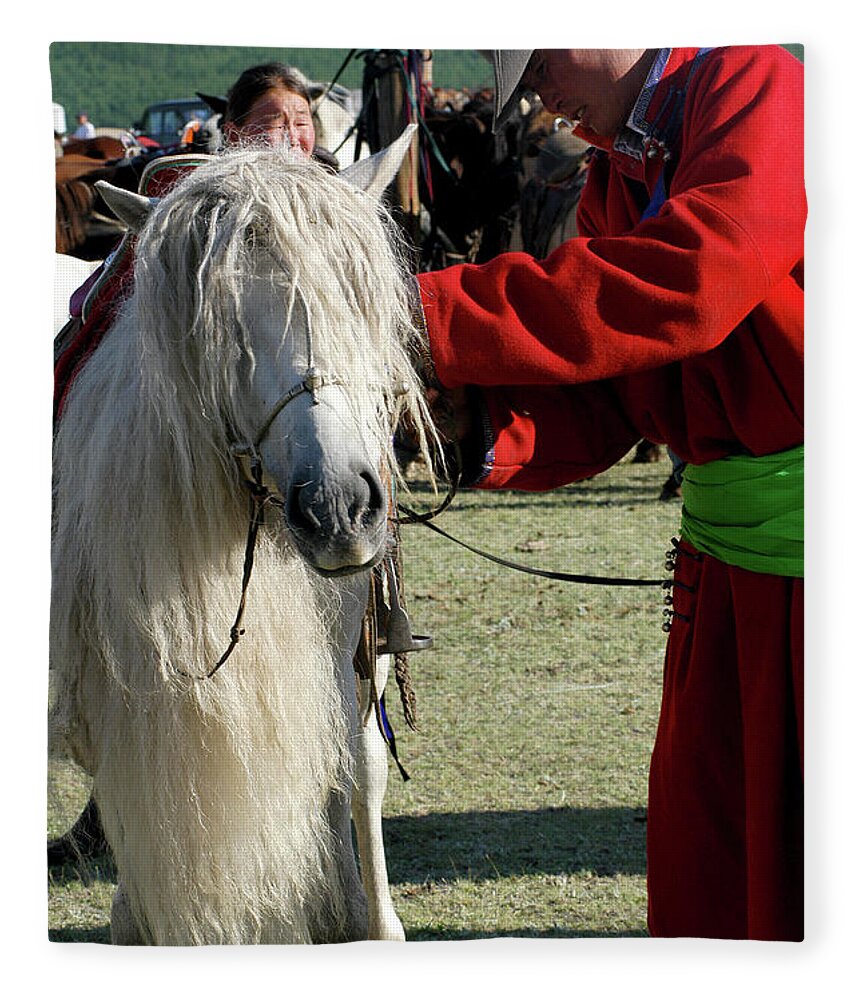 Young Horseman Fleece Blanket featuring the photograph Young Horseman by Elbegzaya Lkhagvasuren