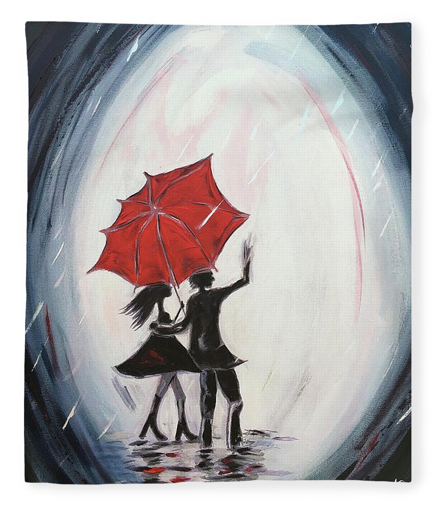 Walking Fleece Blanket featuring the painting Young Love Walking by Roxy Rich