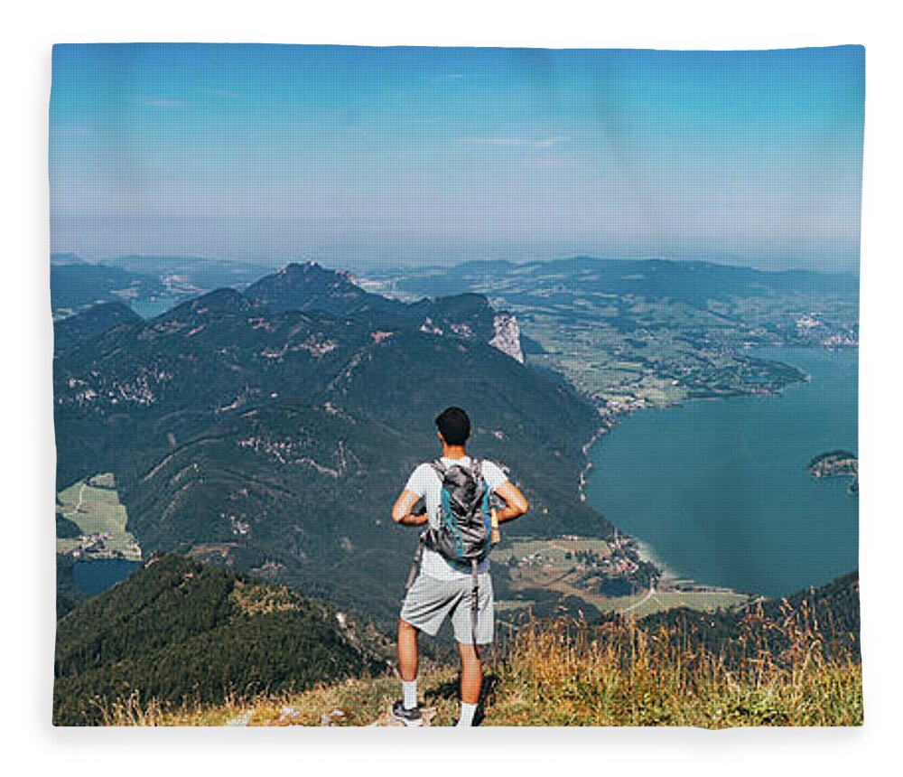 Strobl Fleece Blanket featuring the photograph Schafberg in the Austrian alps by Vaclav Sonnek