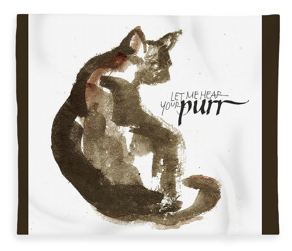 Original Watercolors Fleece Blanket featuring the painting Your Purr by Chris Paschke