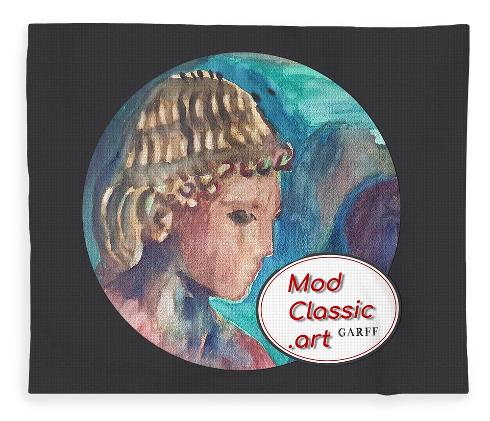 Sculpture Fleece Blanket featuring the painting Youth ModClassic Art Style by Enrico Garff