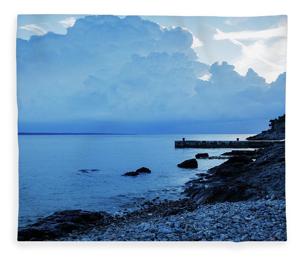 Losinj Fleece Blanket featuring the photograph Zaosiri beach and coastline, Losinj Island, Croatia by Ian Middleton