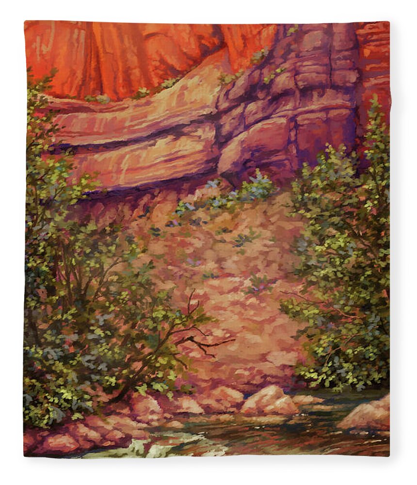 Park Fleece Blanket featuring the painting Zion by Hans Neuhart