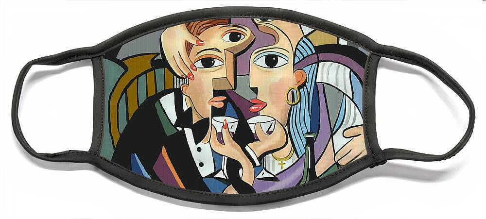  A Cubist Wedding Face Mask featuring the painting A Cubist Wedding by Anthony Falbo