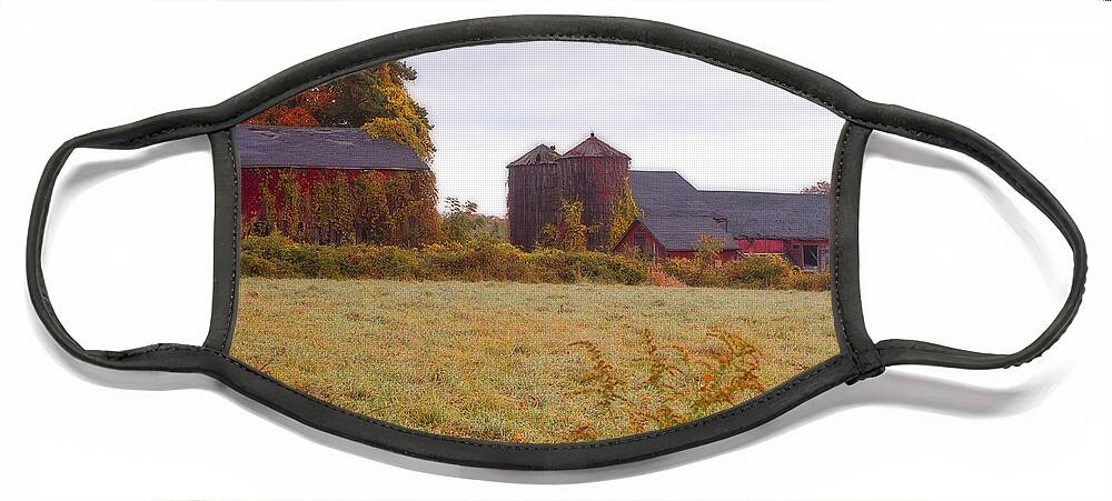 Red Barn Face Mask featuring the photograph Abandoned Connecticut Farm by John Vose