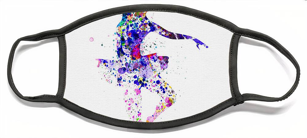 Ballet Face Mask featuring the painting Ballerina Dancing Watercolor 2 by Naxart Studio