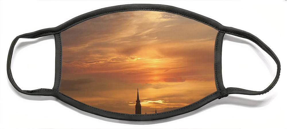 Budapest Face Mask featuring the photograph Budapest's Fiery Skies by Brenda Kean