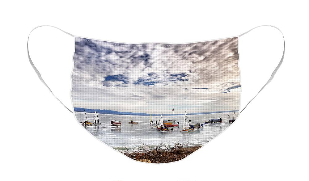 Ice Face Mask featuring the photograph Ice boats on Lake Pepin by Al Mueller