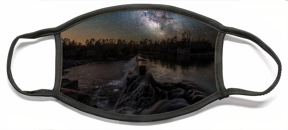Milky Way Face Mask featuring the photograph Split Rock Dreamscape by Aaron J Groen
