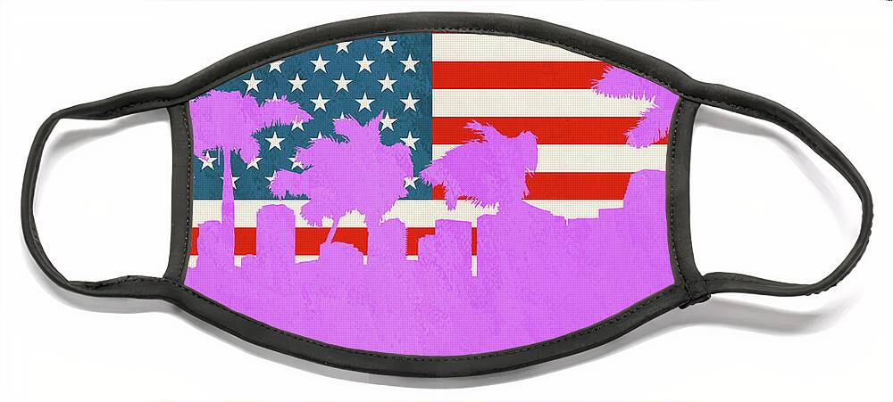 United States Face Mask featuring the drawing USA IS Miami by MGL Meiklejohn Graphics Licensing