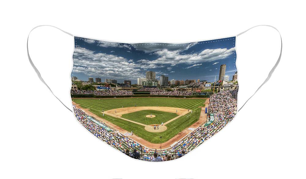 Wrigley Face Mask featuring the photograph 0234 Wrigley Field by Steve Sturgill