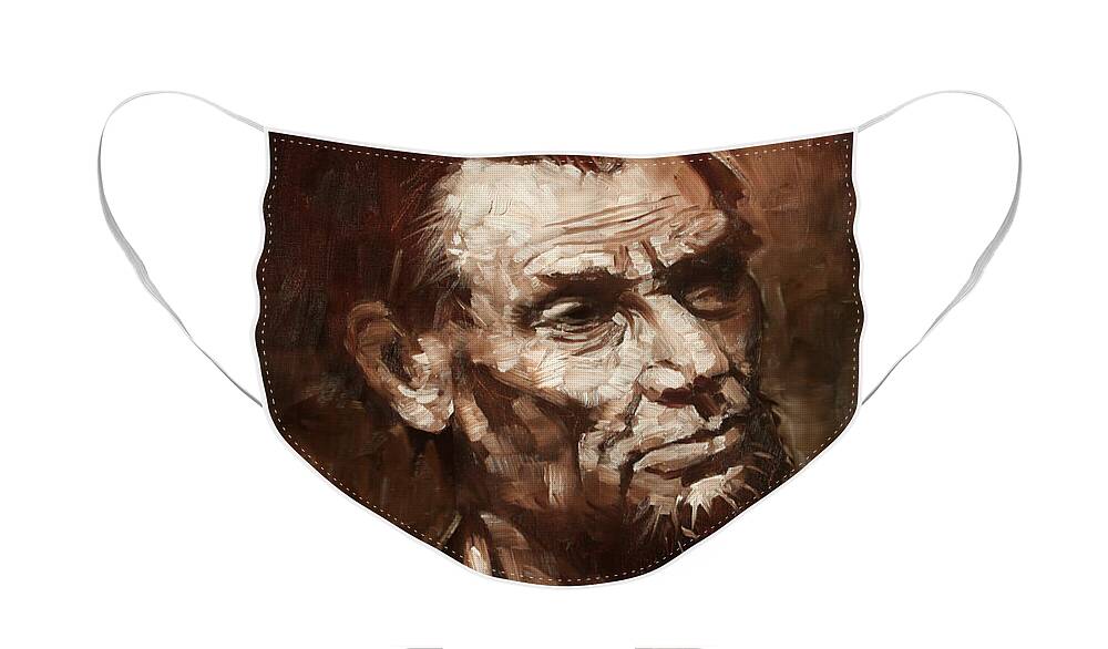 Abraham Lincoln Face Mask featuring the painting Abraham Lincoln #2 by Ylli Haruni