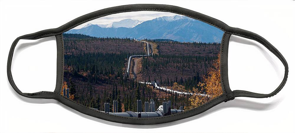 Nature Face Mask featuring the photograph Alaska Oil Pipeline by Mark Newman