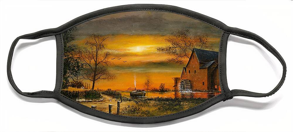 Countryside Face Mask featuring the painting Autumn Gold - English Countryside #2 by Ken Wood