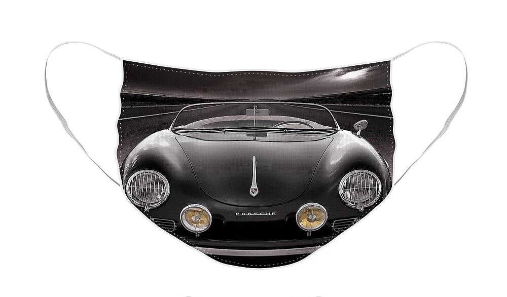 #faatoppicks Face Mask featuring the photograph Black Porsche Speedster by Douglas Pittman