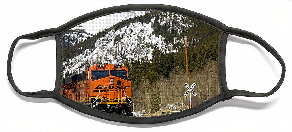 Moffat Tunnel Face Mask featuring the photograph BNSF rolls through Rollins Pass Colorado #1 by Steven Krull