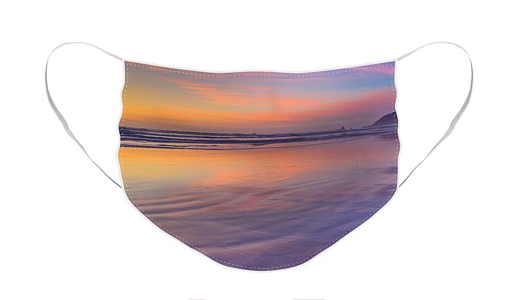 Cannon Beach Face Mask featuring the photograph Cannon Beach Sunset by Adam Mateo Fierro