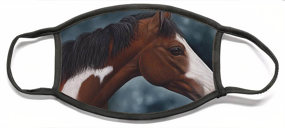 Horses Face Mask featuring the painting Cara Blanca by Ricardo Chavez-Mendez