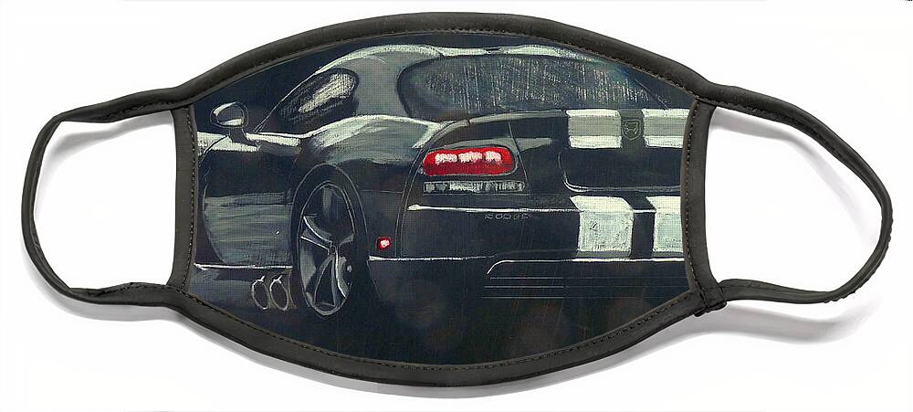 Dodge Face Mask featuring the painting Dodge Viper 2 by Richard Le Page