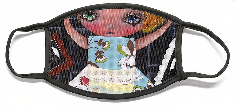 Alice In Wonderland Face Mask featuring the painting Down the Rabbit Hole by Abril Andrade