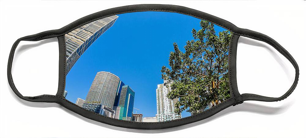 Architecture Face Mask featuring the photograph Downtown Miami Fisheye by Raul Rodriguez