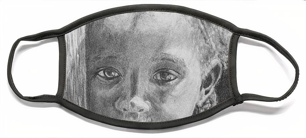 Girl Face Mask featuring the drawing Ethiopias Future by Quwatha Valentine