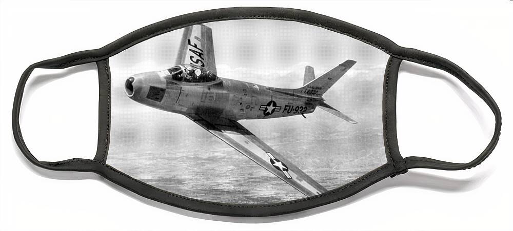 Science Face Mask featuring the photograph F-86 Sabre, First Swept-wing Fighter #1 by Science Source