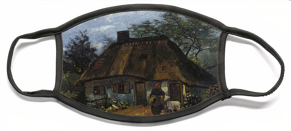 Vincent Van Gogh Face Mask featuring the painting Farmhouse in Nuenen #1 by Vincent Van Gogh