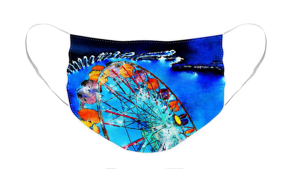 Santa Monica Face Mask featuring the photograph Ferris Wheel #1 by Chuck Staley