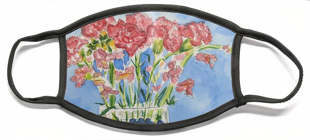 Flowers Face Mask featuring the painting Flowers in a Vase by Mary Ellen Mueller Legault