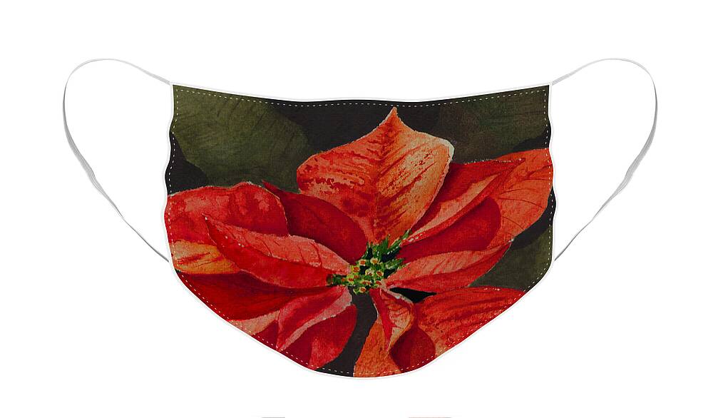 Flower Face Mask featuring the painting Franci's Poinsettia #1 by Sam Sidders