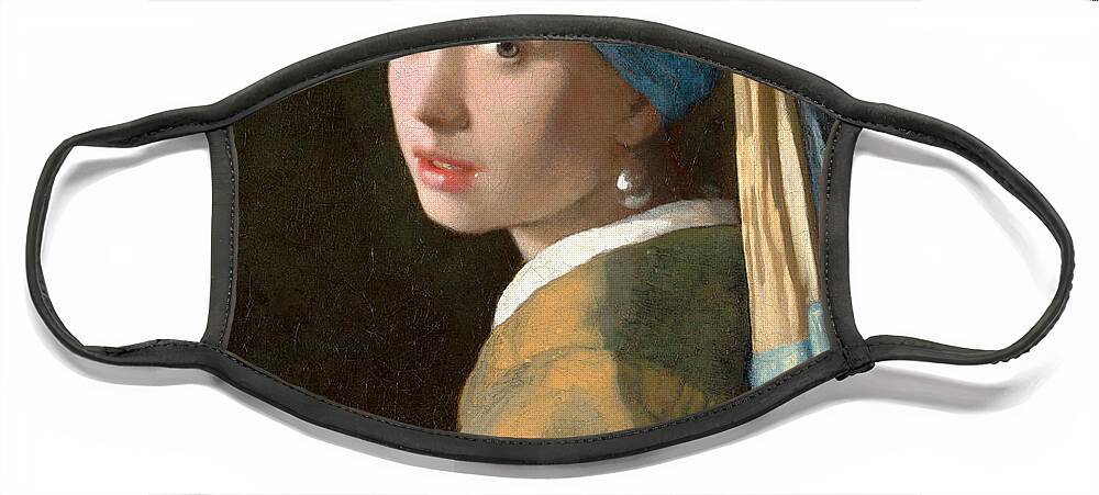 Girl With A Pearl Earring Face Mask featuring the painting Girl with a Pearl Earring by Johannes Vermeer